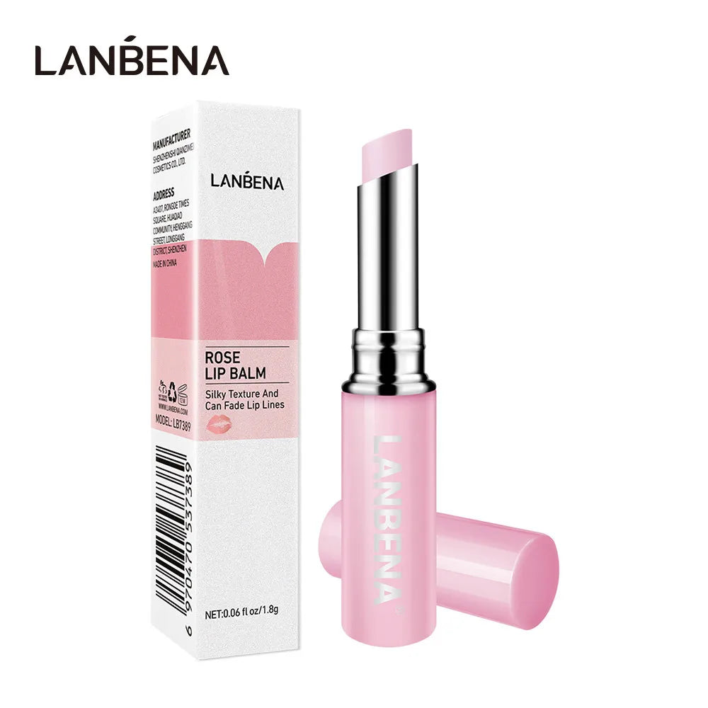 LANBENA Private Label Rose Hyaluronic Acid Smoothing Lip Lines Color Change Moisturizing Lip Balm