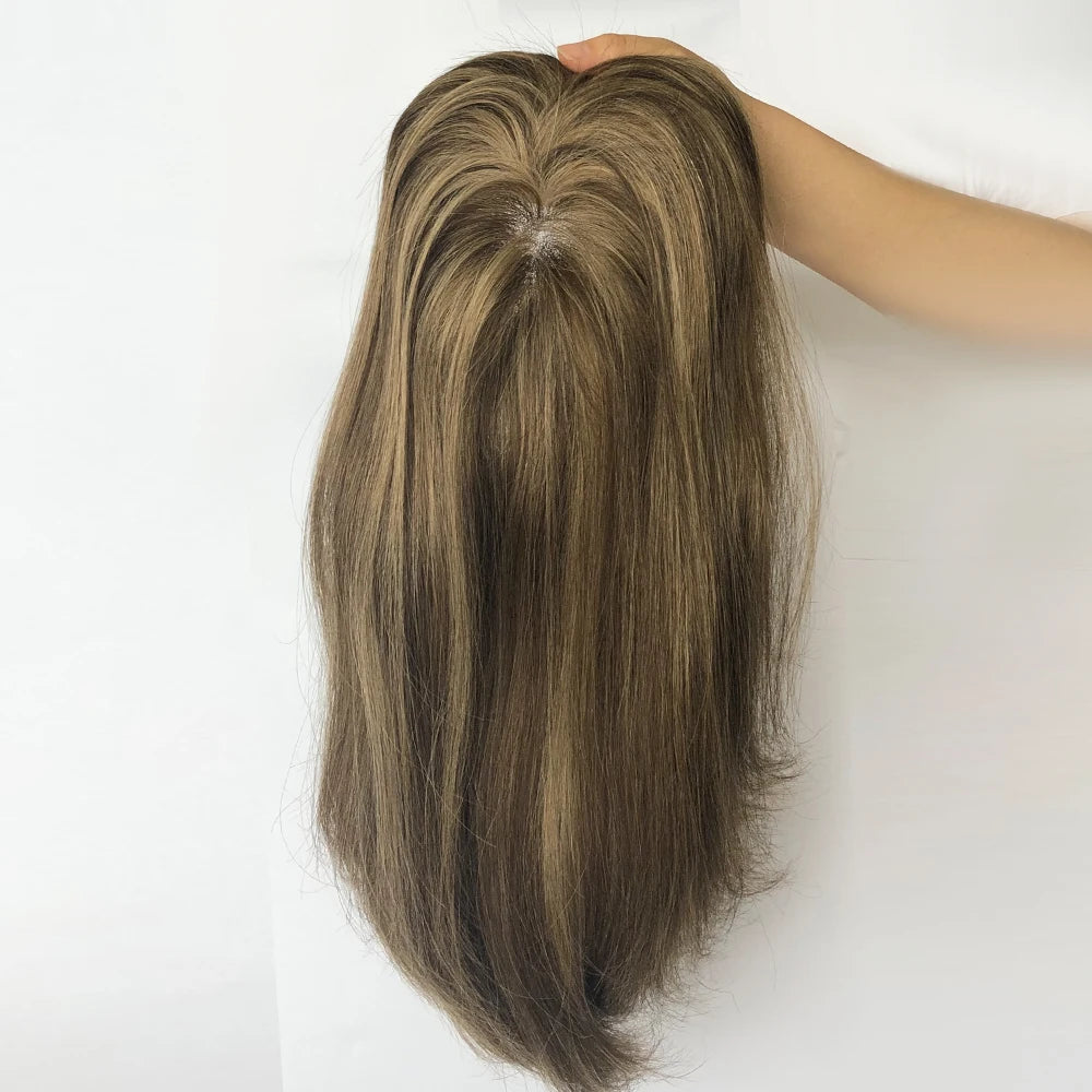 European Virgin Hair High Density 16inch Brown Women Hairloss Solution Woman Toppers Hair Replacements System