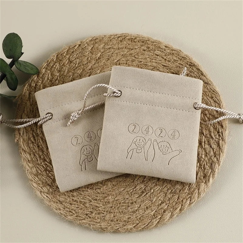 PUPPYSEW  8*9cm Luxury  Microfiber Jewelry Bag Jewelry  Drawstring Bags Jewelry Pouch  Gift Packing Bag With  Personalized  Logo