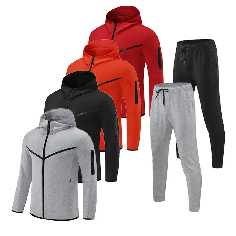 50% Polyester / 50% Cotton Full Zip Running Training&Jogging Wear Sports Tracksuits Zip up Hoodie Jacket and Jogger Set