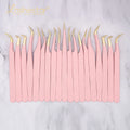 Lashestar Lash Tweezers Professional Eyelashes Tools Pink Eyelash Extensions Tweezers Set Sharp Eyelash Tweezers