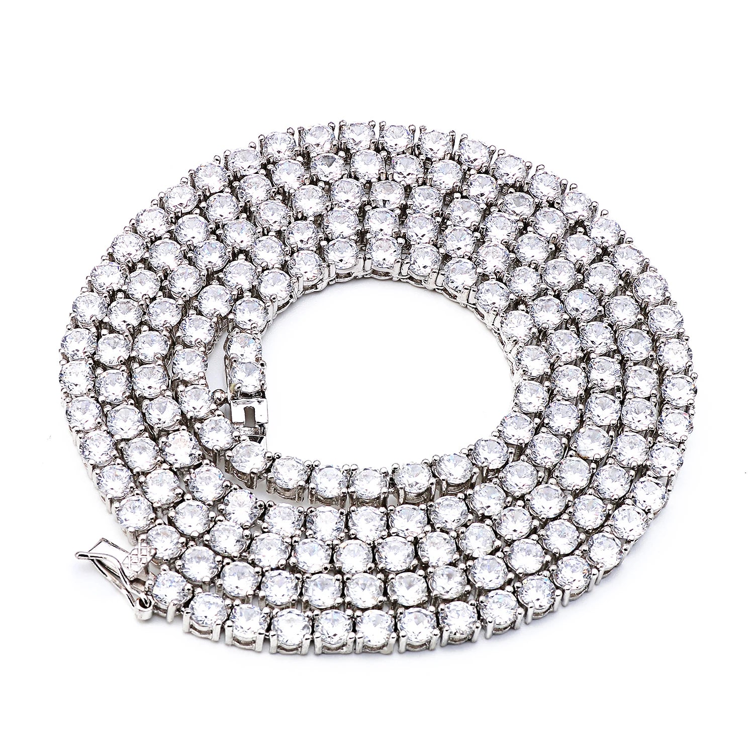 Jasen 925 Sterling Silver Tennis Chains Diamond Different Sizes Cloth Costume Jewellery Entertainment Show Wear Necklace Type