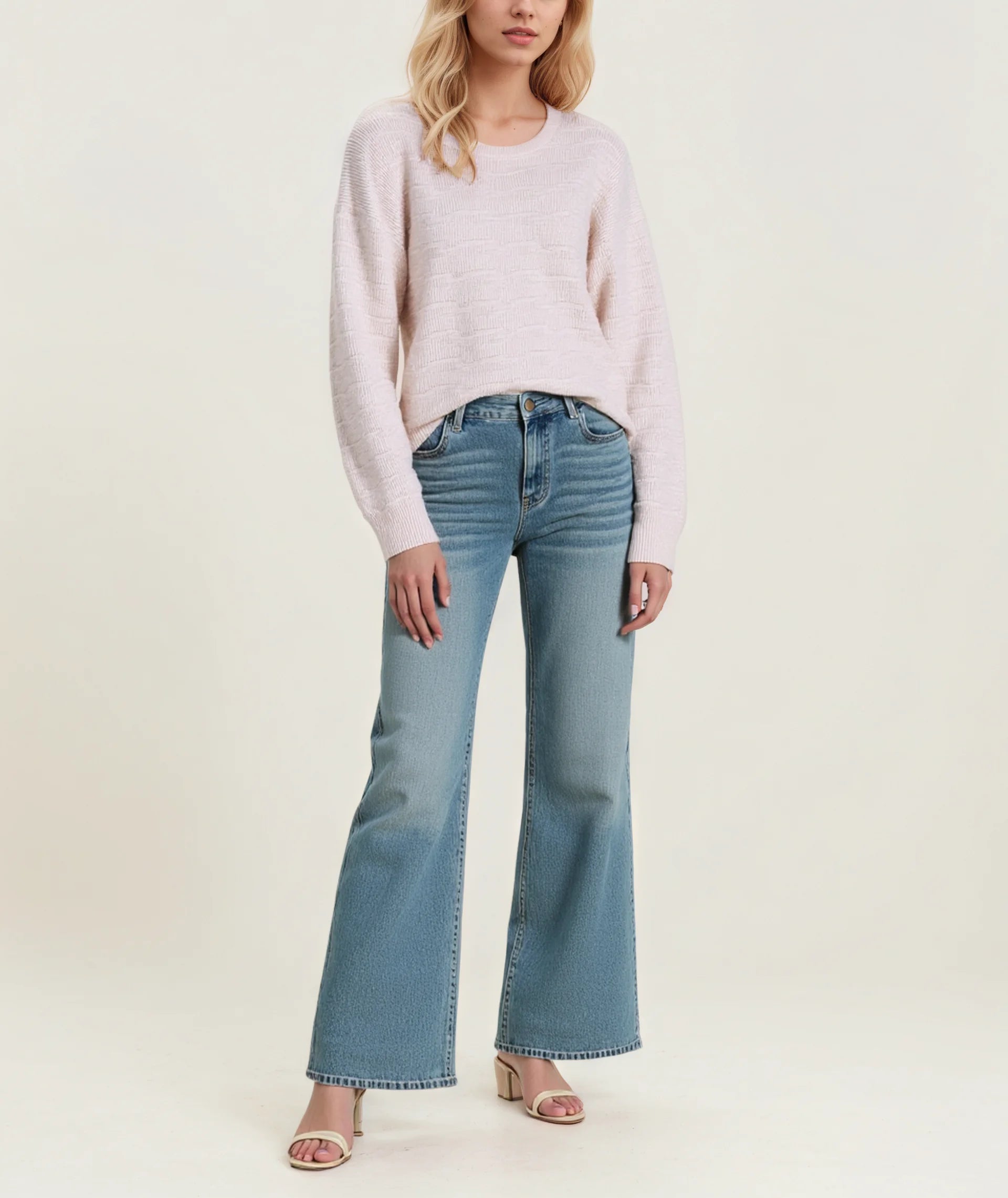 Wholesale New Design Women's Long Sleeve Knitted Round Neck Pullover Sweater for Autumn