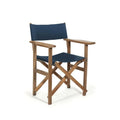 Luxury Folding Camping Beach Chair & Director Chair  -   Custom Atlantic Blue Canvas with Wooden Frame for Outdoor Use