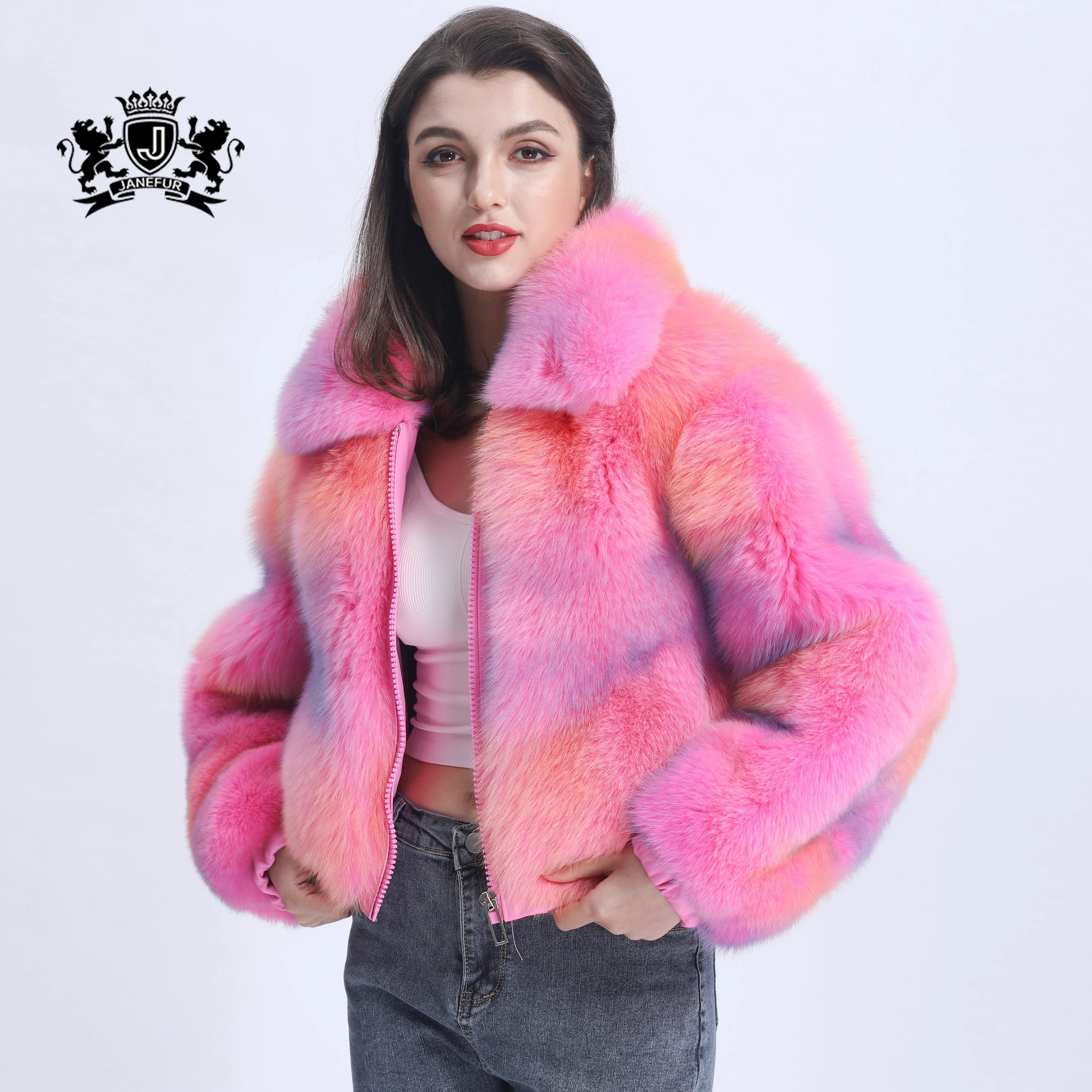 2022 Custom Wholesale Winter Warm Natural Fox Fur Coat Short Classic Colorful Turn-down Collar Real Fox Fur Coat