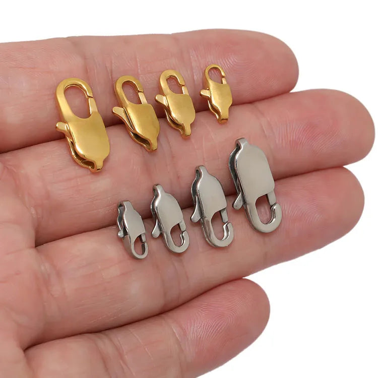 S1231 Waterproof Non Tarnish 18K Gold Plated Stainless Steel Square  Straight Lobster Claw Clasps for Jewelry Making