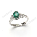Natural Oval Green Malachite Adjustable Crystal Ring Resizable Genuine Gemstone Stone Rings