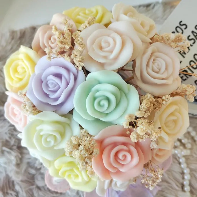 J-1250 Valentine's Day Rose Flower Silicone Mold Aromatherapy Candle Molds DIY Handmade Plaster Ornament Soap Silicone Moulds