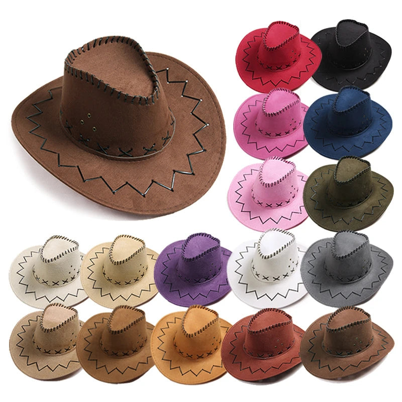 Western Cowboy Hat for Men Women Fedora Outdoor Wide Brim Travel Cap