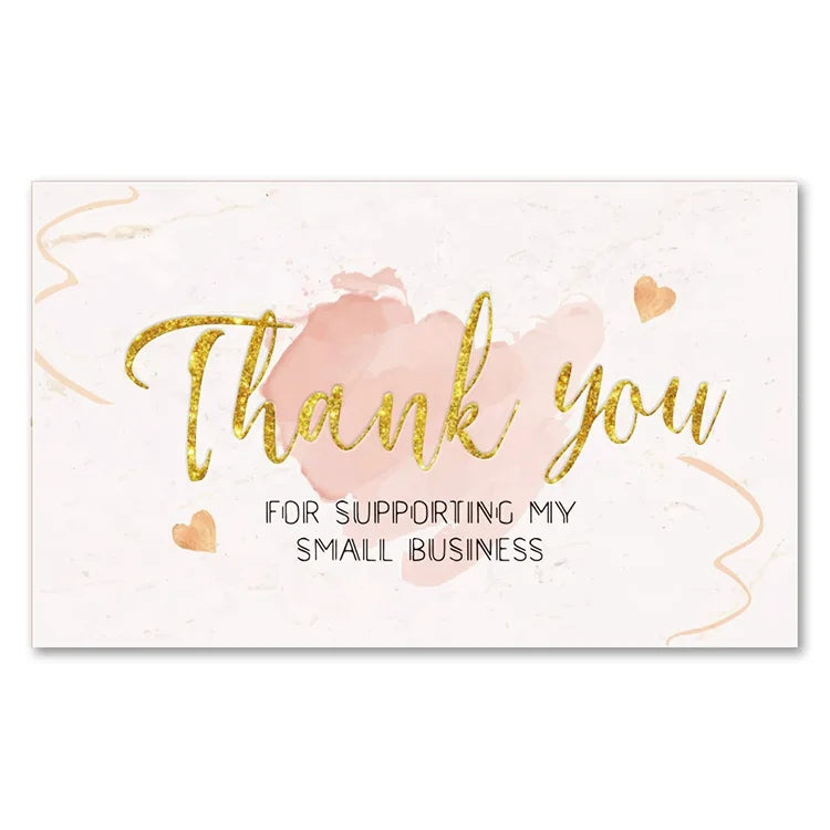 Spot Rose Gold Business Card Thank You Card for Birthday Blessing Christmas Thank You Card Custom with Logo for Small Business