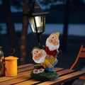 Solar Powered Gnome Couple Garden Lantern Vintage Street Light Colorful Resin Dwarf Statue Hand-painted MODEL Red Yellow Blue
