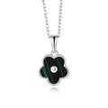 QX CUSTOM Fine Jewelry 925 Sterling Silver Malachite Five Leaf Clover Flower Pendant Women Necklace