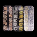 BIN Rose 3D Nails Art Metal Charms Nail Stud Jewelry Salon Nail Accessories Supplies Gold Gold Color Inner Box Plastic 100 Box