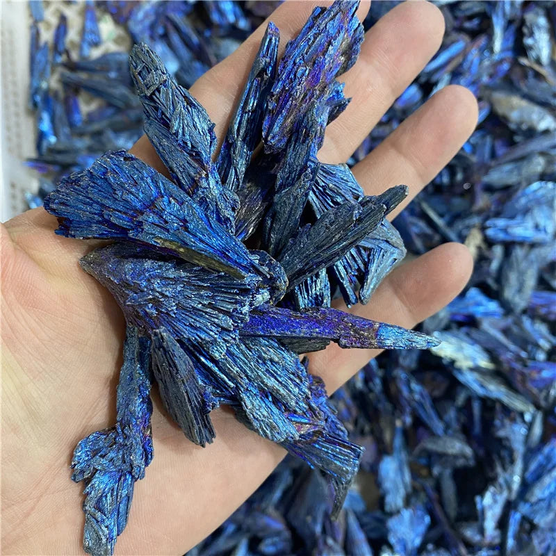 Wholesale Electroplate Black Tourmaline Blue Kyanite Flame Ore Raw Stone Ornaments