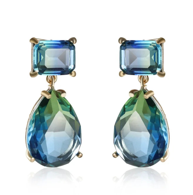 Earrings Tourmaline Popular Creative square Water Drop Earring