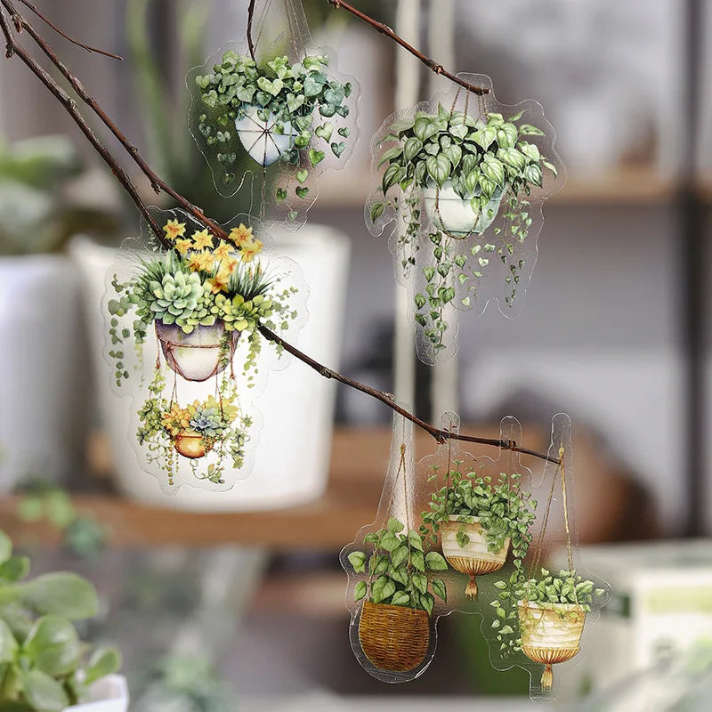 1Roll Tape Small Hanging Basket Series Potted Plants Boxed Handbook Material Decorative Collage Playing