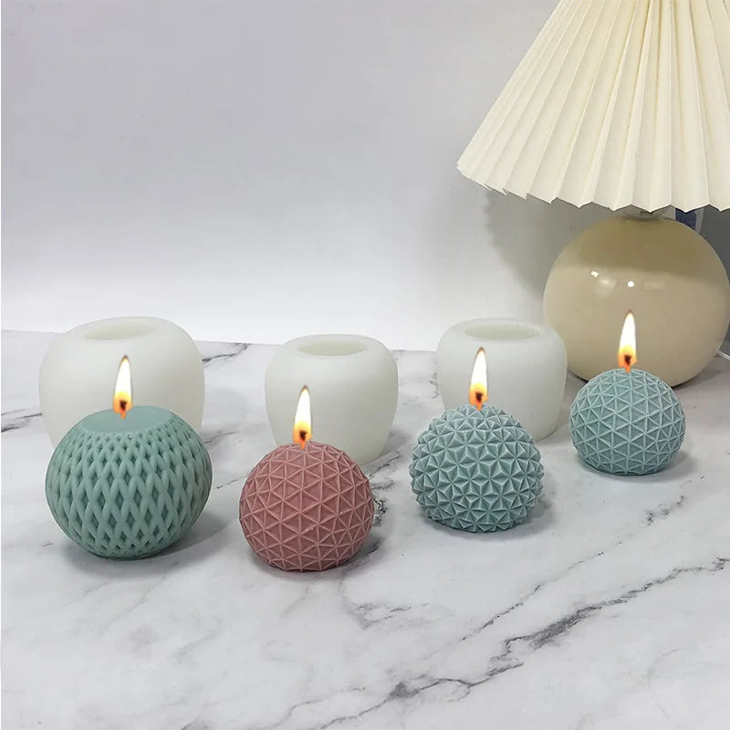 New DIY Three-dimensional Ball Pattern Eco-Friendly Silicone Candle Mold with Opp Bag Packaging