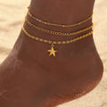 2025 Fashion Stainless Steel Bracelet 18k Gold Plated Layered Anklets Starfish Bracelet for Women