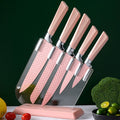 Factory Direct Sale Six-Piece Stainless Steel Kitchen Knife Set Ambidextrous Handles Durable Design Hexagonal Diamond Pattern