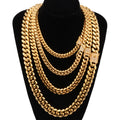 Micro-Inlaid White Diamond Buckle 8mm Stainless Steel Gold Plated Link Cable Chain Necklace Encrypted Religious