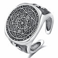 Mens Jewelry 925 Sterling Silver Tetragrammaton Powerful Amulet Seal of Seven Archangels King Solomon Statement Signet Ring