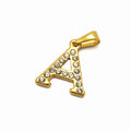 18K Gold Plated Stainless Steel CZ Crystal Zircon Letter Pendant Charm 20mm Initial 26 Alphabet a to Z Necklace Factory Cheap