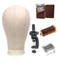 Meikeiko 5 PCS/Set Wig Making Kit Tools Canvas Block Head with Stand Holder Wig Cap  Needle T Pins Thread  for Wigs