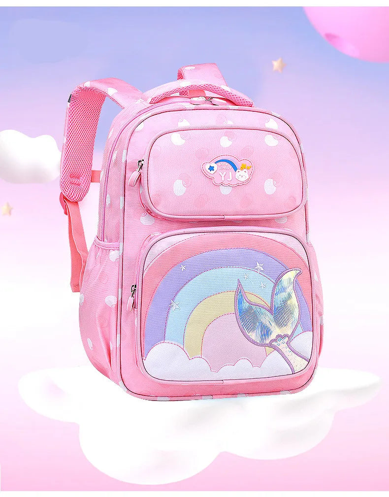 Manufacturer's Large Capacity Kids Backpack Rainbow Fish Cartoon Pattern Primary School Girl Student Bag