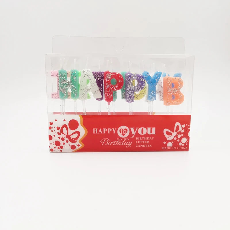 Hot Selling Decorative Birthday Candle Letters Alphabet With Glitter Word Shape