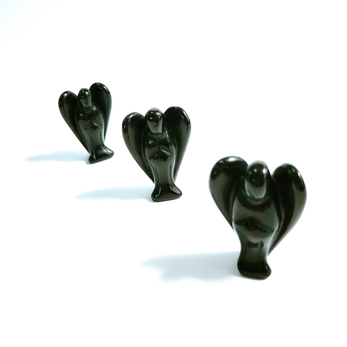 Huiying Black Obsidian Semi-Precious Stone Angel 1.5 Inch Carving Sculptures Crafts