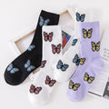Wholesale Novelty Butterfly Patterned Socks Women Funky Trending Street Cotton Crew Socks