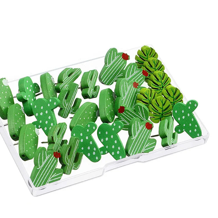 Wooden Push Pins Flamingo Pineapple Cactus Palm Leaf Push Pins Accept Custom Logo on the Box