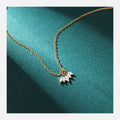 HOVANCI High Shiny 18K White Gold Plated Minimalist 5A Cubic Zircon Clavicle Leaf Pendant Necklace for Girls Jewelry