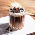 Large Capacity Insulated Striped Design Crystal Glass Tumbler Household Drinking Cup for Coffee Breakfast Milk Party Shot Glass