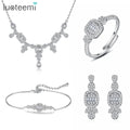 LUOTEEMI New Arrival Girl Necklace AAA Cubic Zirconia Woman Accessory Earring Earing American Diamond Bracelet Ring Jewelry Set