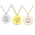 12 Constellations Circle Pendant Lucky Horoscope Engraved Jewelry Adjustable Men Women Stainless Steel Zodiac Sign Necklace