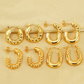 2024 Fashion Designer Stainless Steel Chunky Hoop Earrings 18K Gold Plated Women's Drop Jewelry
