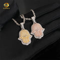 Bling Diamond Hip Hop Jewelry Iced Out Two Tones Vvs Moissanite Custom Hamsa Hand Pendant