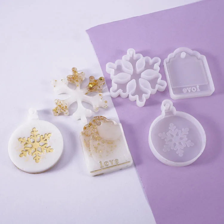 YS DIY Resin 3Pcs/Set Silicone Snowflake Candle Mold Necklace Silicone Snowflake Jewelry Making Plaster Mould Christmas Tools