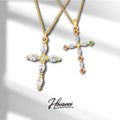 HOVANCI Stainless Steel 18k Gold Plated Cross Necklace Crystal Waterproof Micro Pave Zircon Necklaces