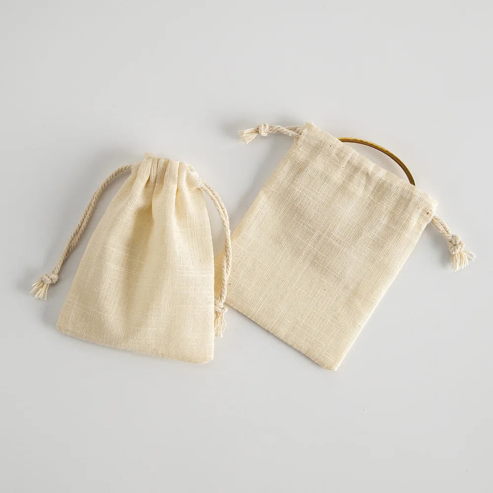 3 X 4 Inches Muslin Bags Canvas Drawstring Bag for Party Home Supplies