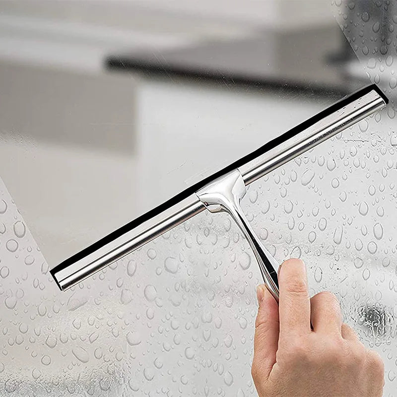 Hot Sell Stainless Steel Shower Squeegee Clean Wipers Water Blade With Silicone Hook