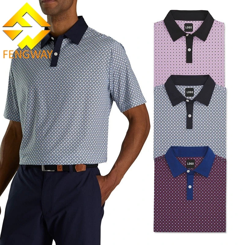 Solid Digital Printing Golf for Shirt Short Sleeve 100% Polyester Anti-Wrinkle & Breathable Custom Logo