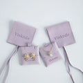 8x8 Violet Custom Jewelry Packaging Microfiber Pouch Bags with Debossed Logo Print Personalized Ring Brooch Pouches Bulk