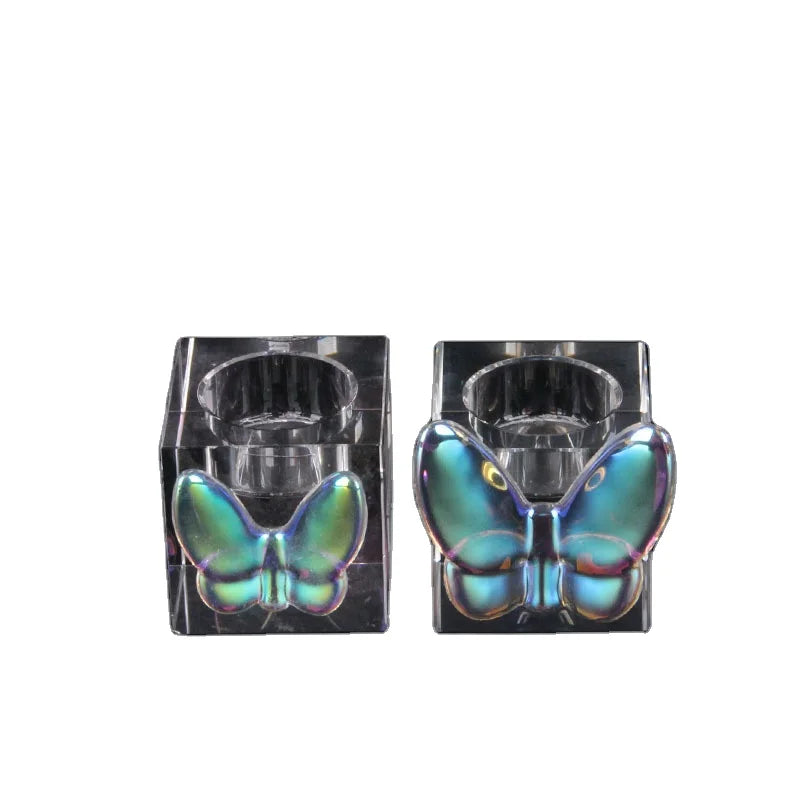 Beautiful High End Atmospheric Crystal Butterfly Glass Candleholder for Wedding Gift Giving
