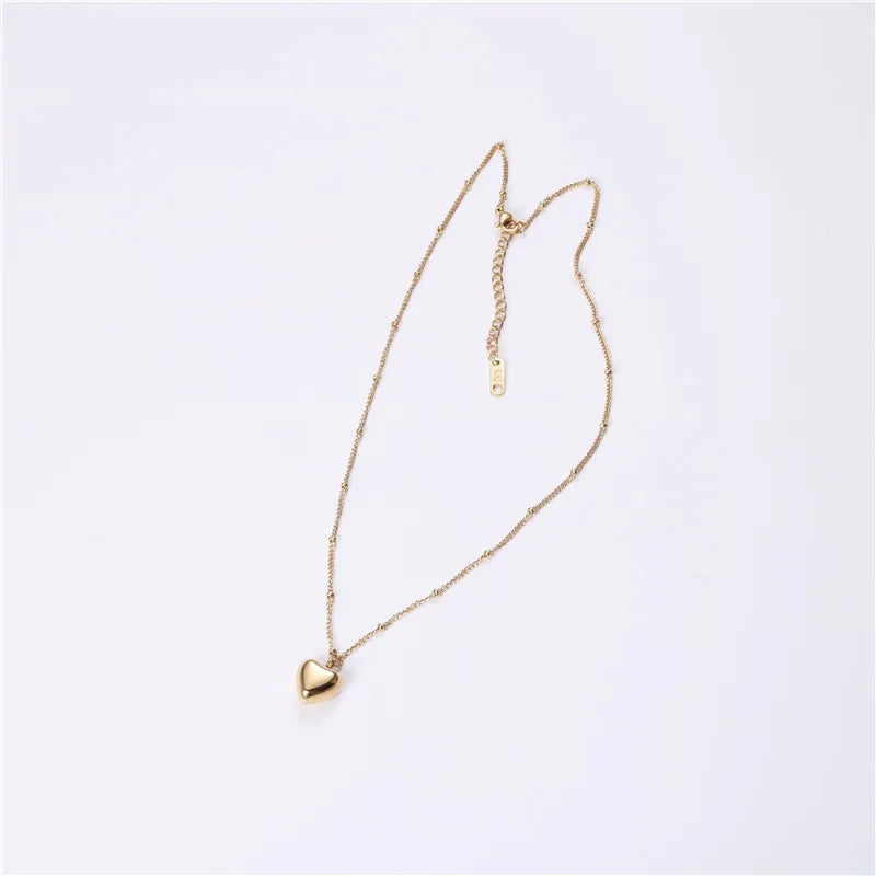 Fenny 18K PVD Plated Trendy Hollow Peach Heart Pendant Choker Chain Necklace Classic Stainless Steel Jewelry Wholesale