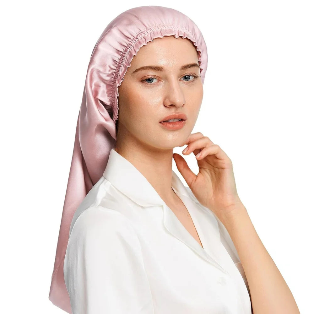 QINGYAN Satin Sleeping Cap Hot Selling Adjustable Elastic Ruffle Edge Satin Sleeping Cap Soft Hair Protection Hat for Daily Use