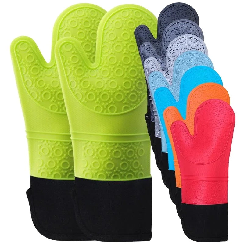 G-102 Wholesale and Custom 8 Colors New Silicone Kitchen Home Thickened Cotton Gloves Insulation Oven Gloves