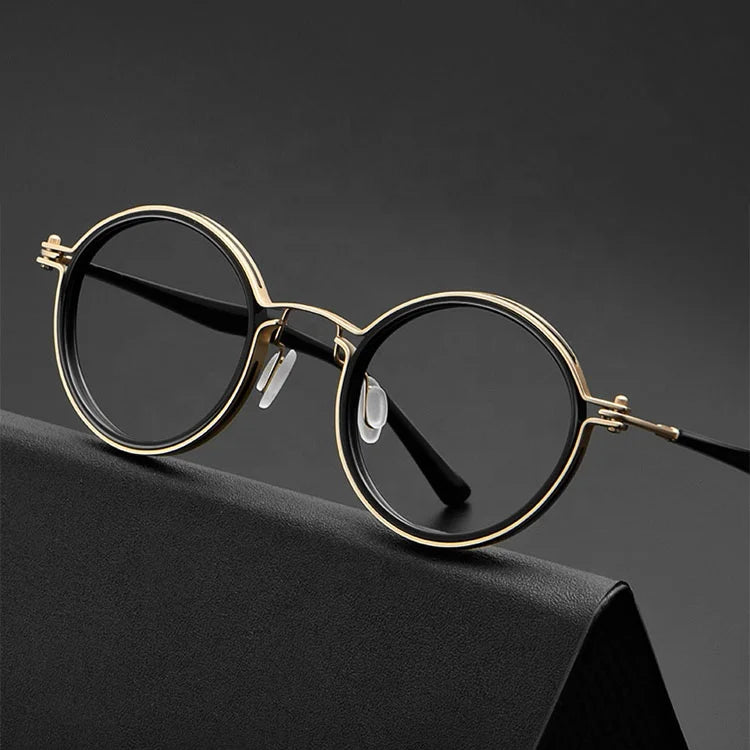 Men's Anti-Radiation Titanium Circle Optical Glasses Solid Pattern Eyewear From China Manufacturer
