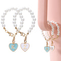 Pearl Chain Round-shaped love Keychain Cup Accessories Jewelry Chain with Lobster Clasp Hanging 26 English Letter Chains